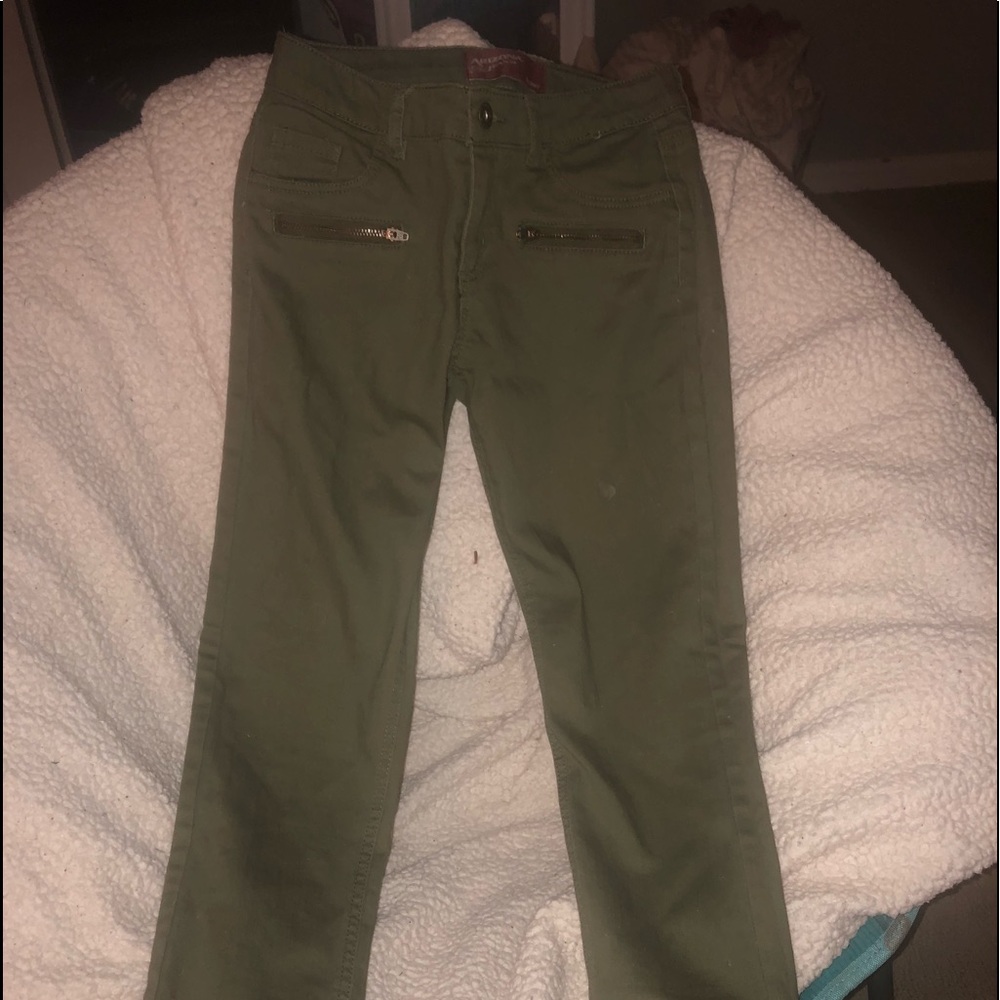 Ivy green w/ zipper jeans